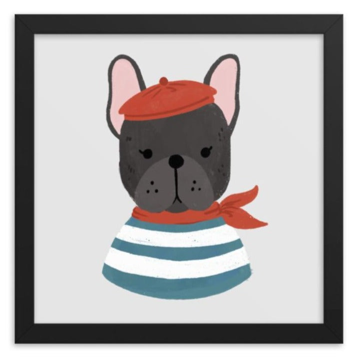 Impresión artística enmarcada de bulldog francés