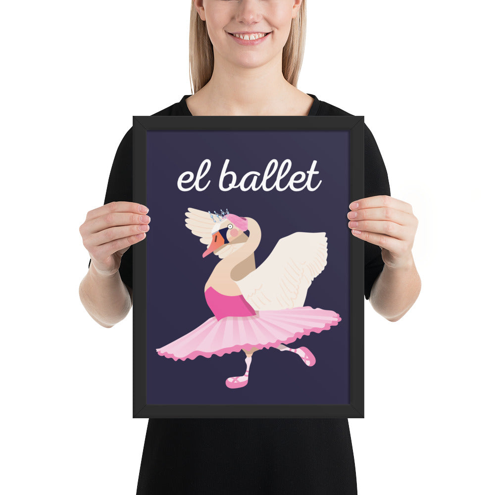 Ballet Swan Framed Art Print - Spanish