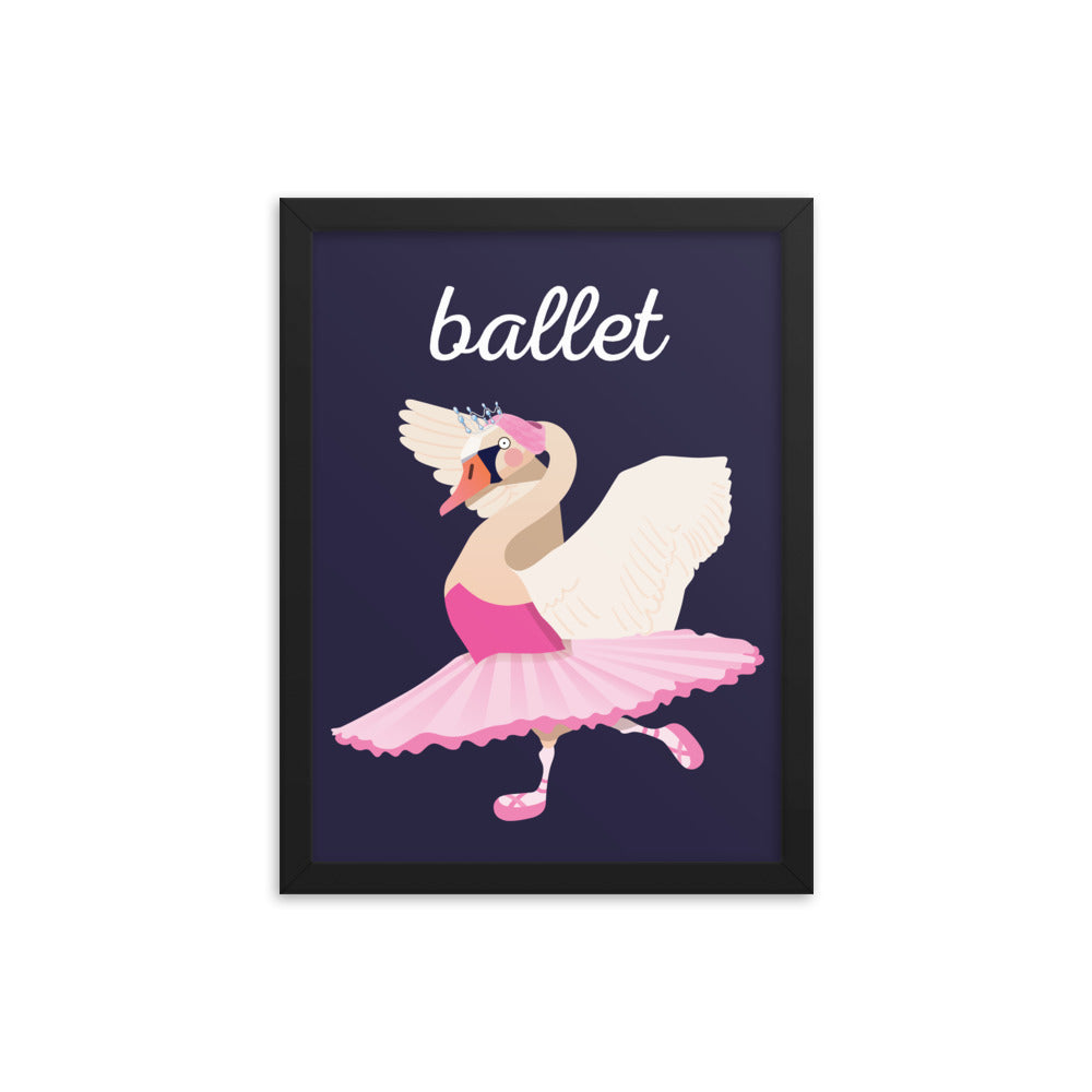 Ballet Swan Framed Art Print - English