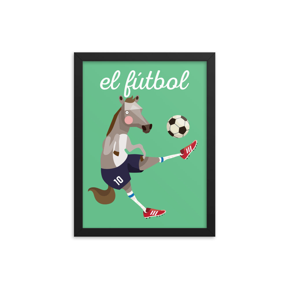 Soccer Horse Framed Art Print - Spanish