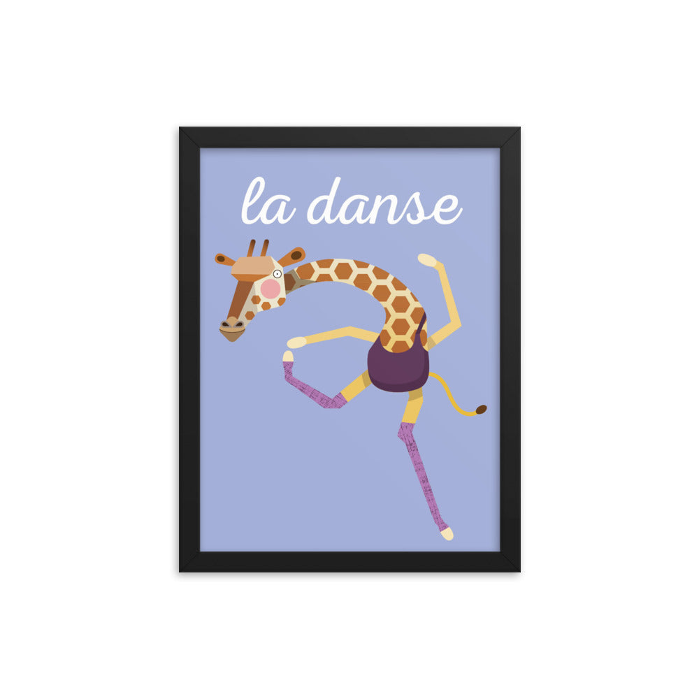 Dancing Giraffe Framed Art Print - French