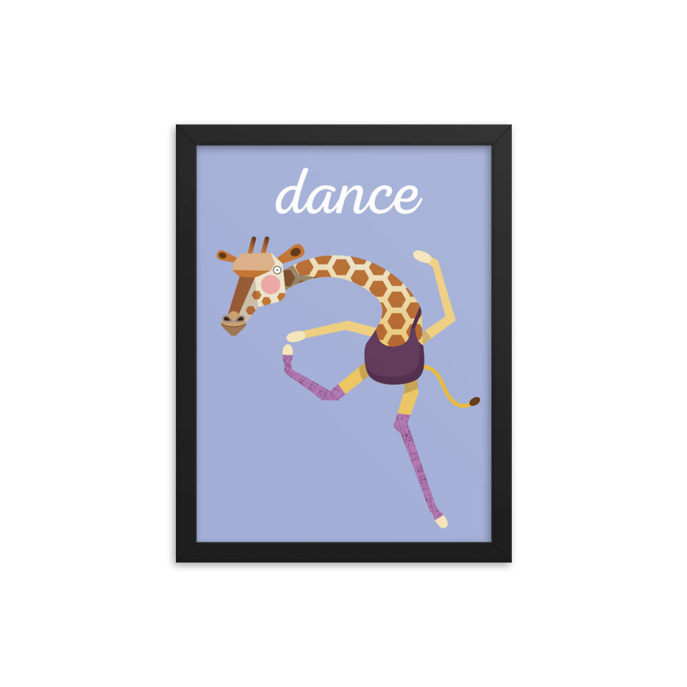 Dancing Giraffe Framed Art Print - English