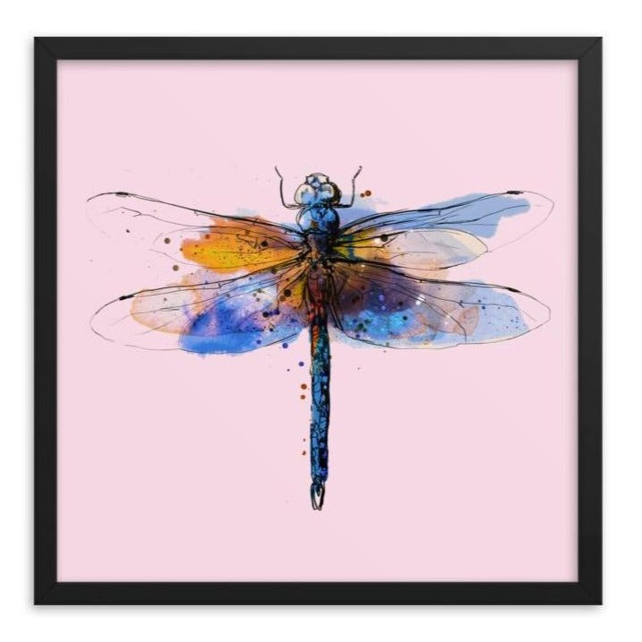 Dragonfly Framed Art Print (Pink)