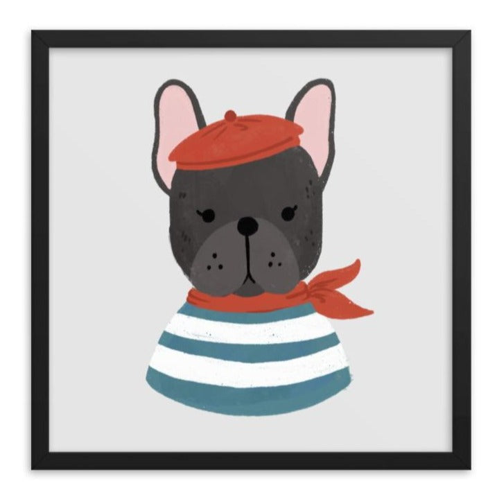 Impresión artística enmarcada de bulldog francés