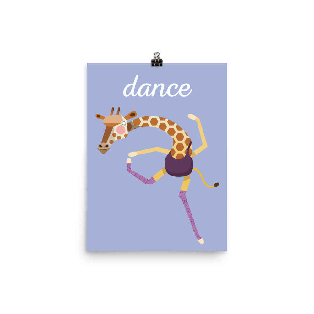 Lámina artística de jirafa bailando - Inglés