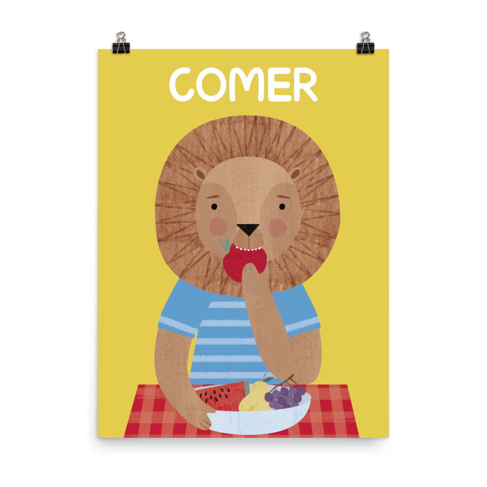 Eating Lion Art Print - Spanish