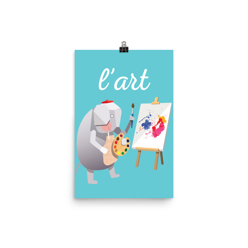 Artful Elephant Art Print - French