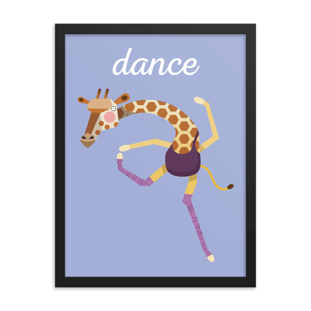 Dancing Giraffe Framed Art Print - English