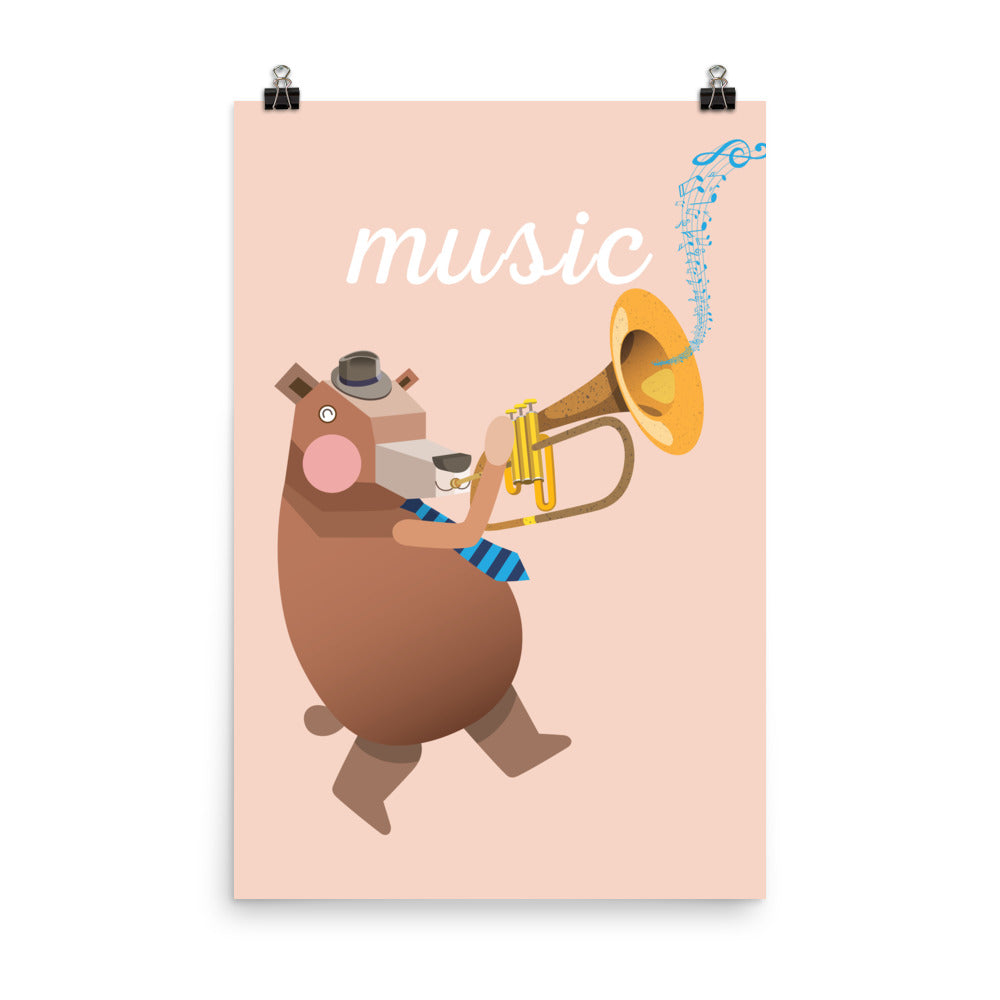 Musical Bear Art Print - English