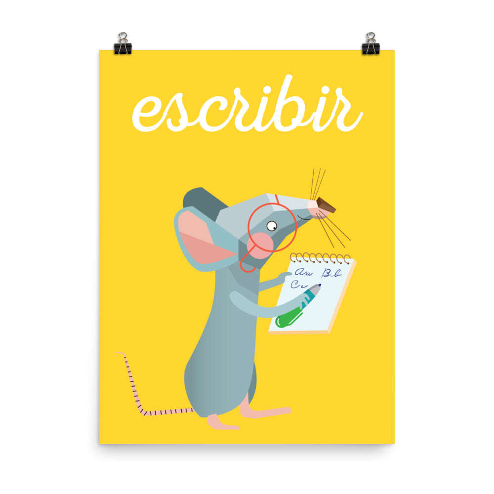 Writing Mouse Art Print - Spanish