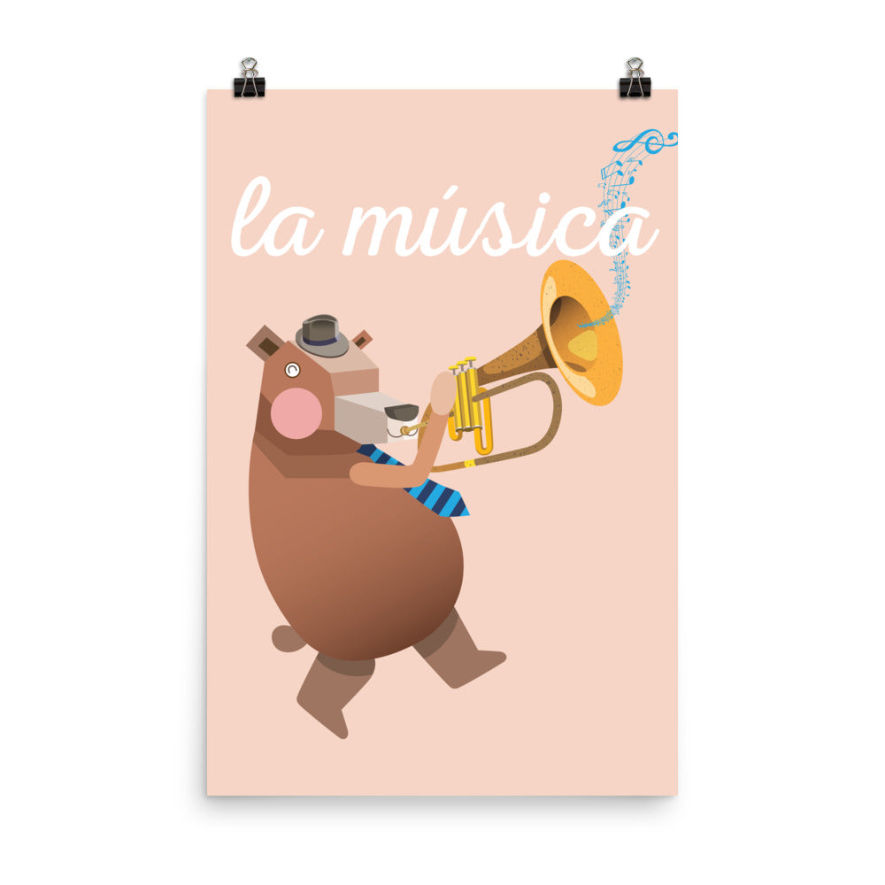 Musical Bear Art Print - Spanish