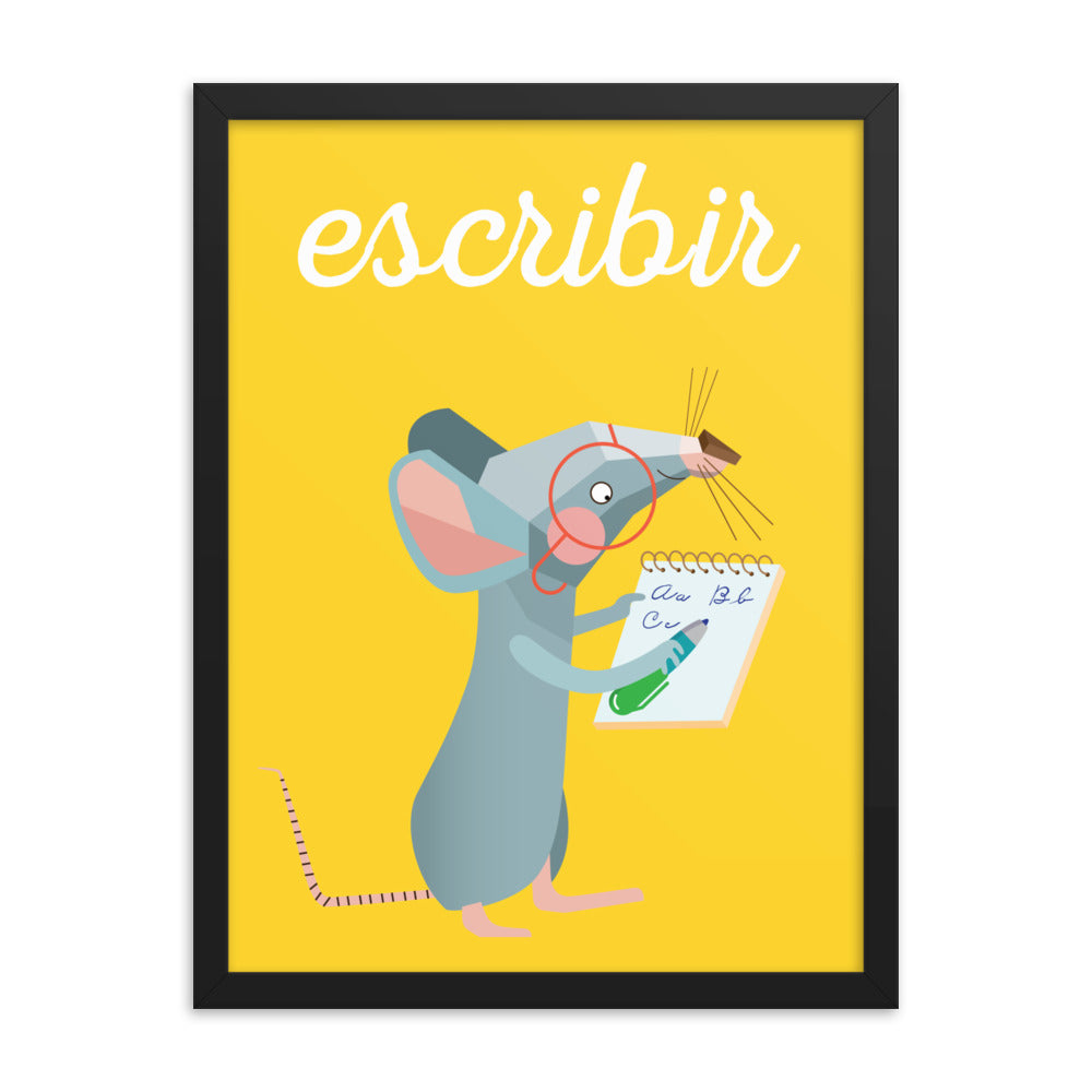 Writing Mouse Framed Art Print - Spanish