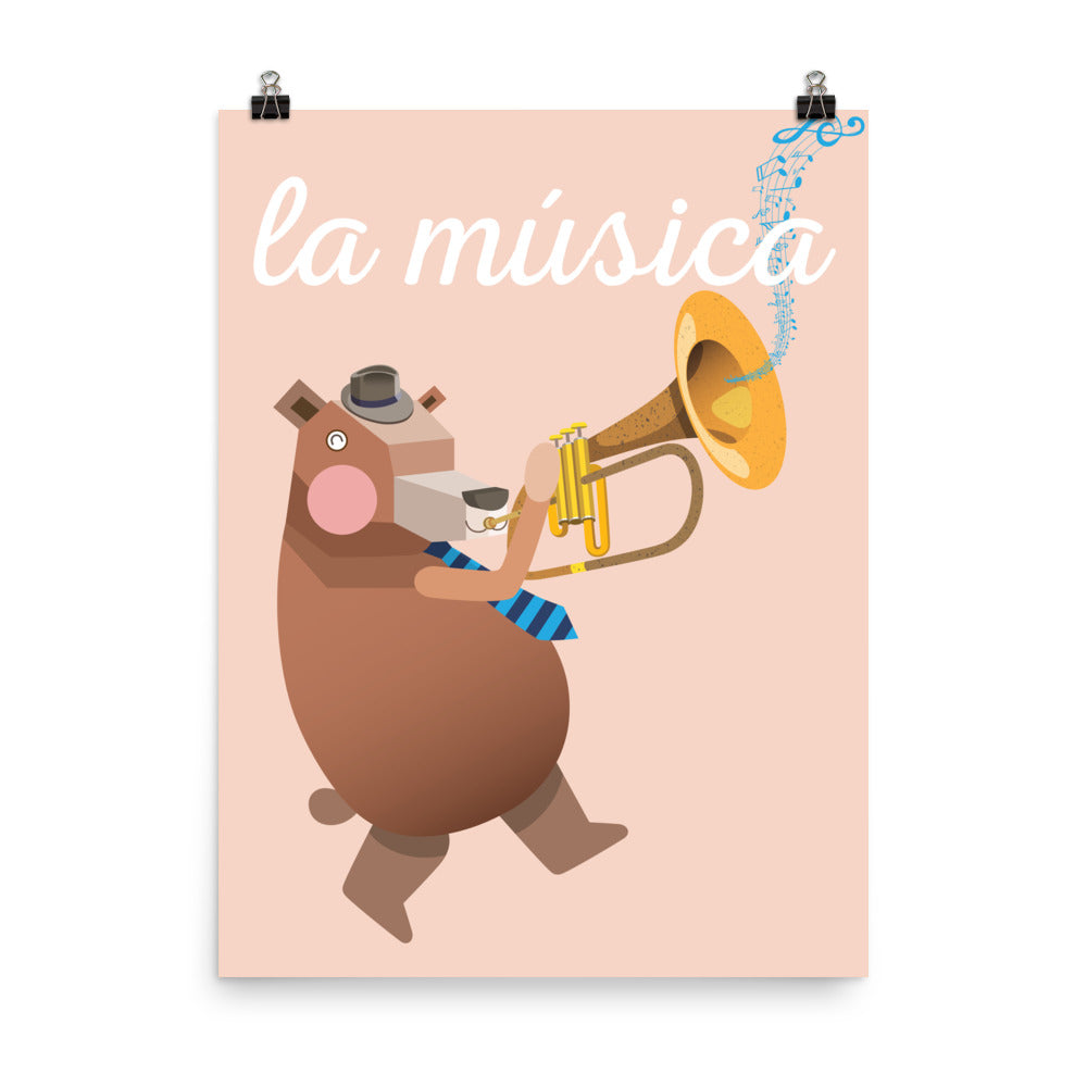 Musical Bear Art Print - Spanish