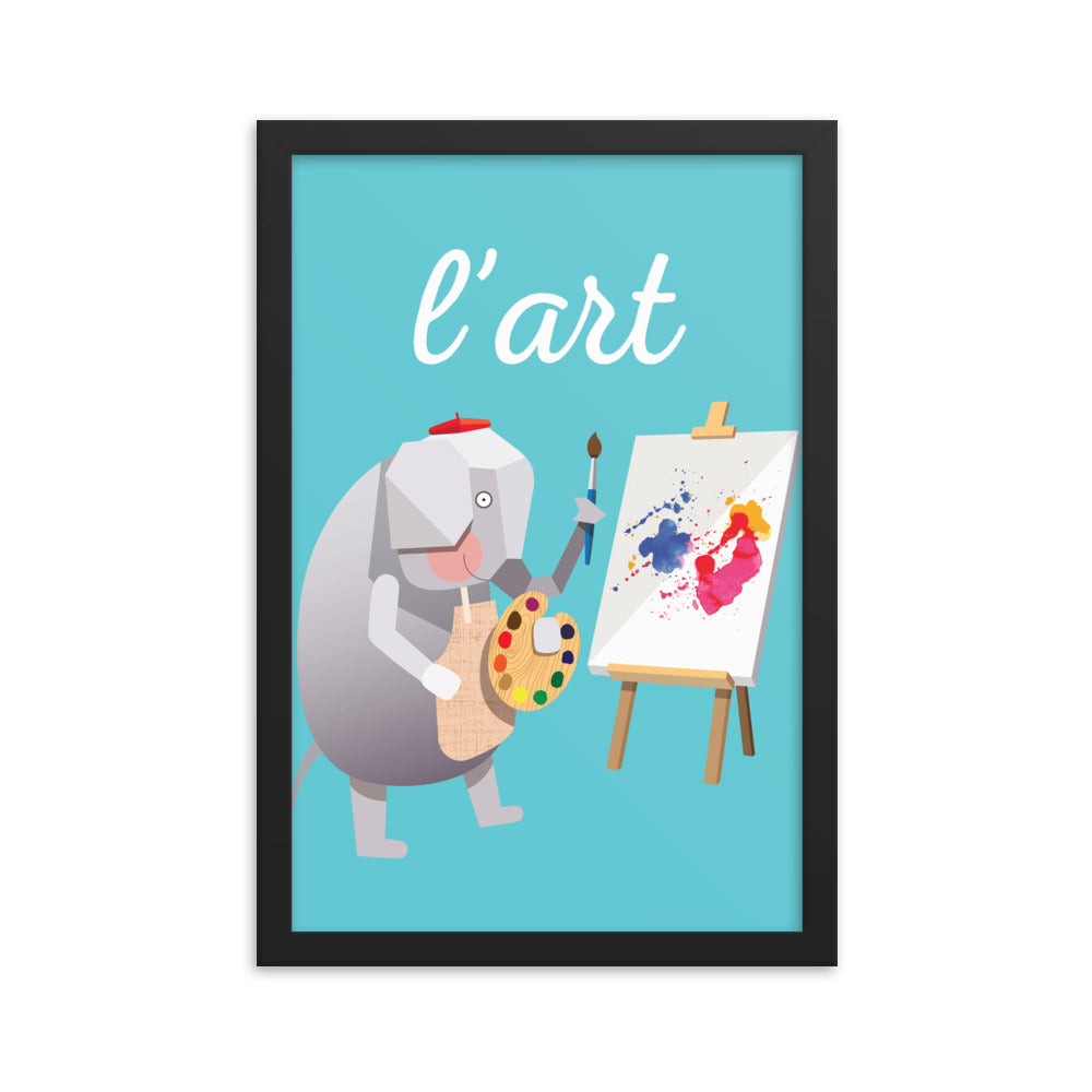 Artful Elephant Framed Art Print- French