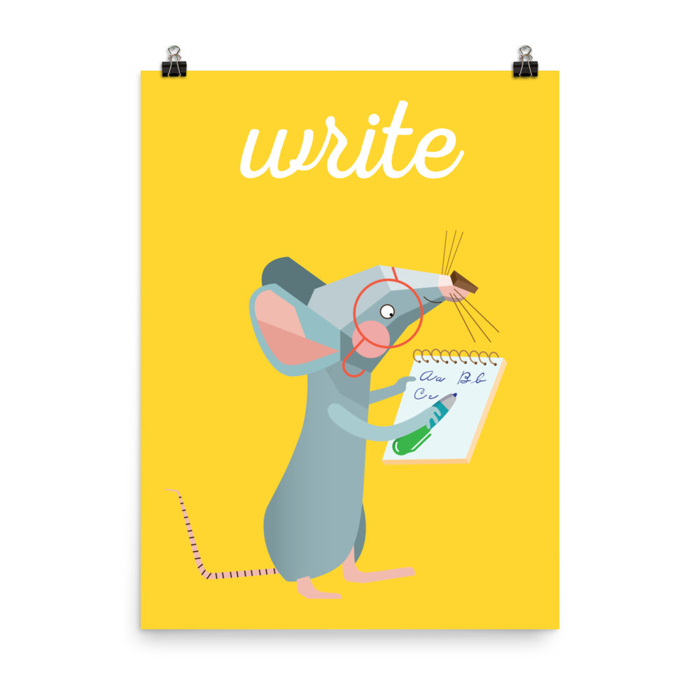 Writing Mouse Art Print - English
