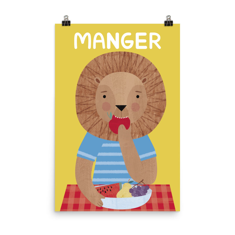 Eating Lion Art Print - French