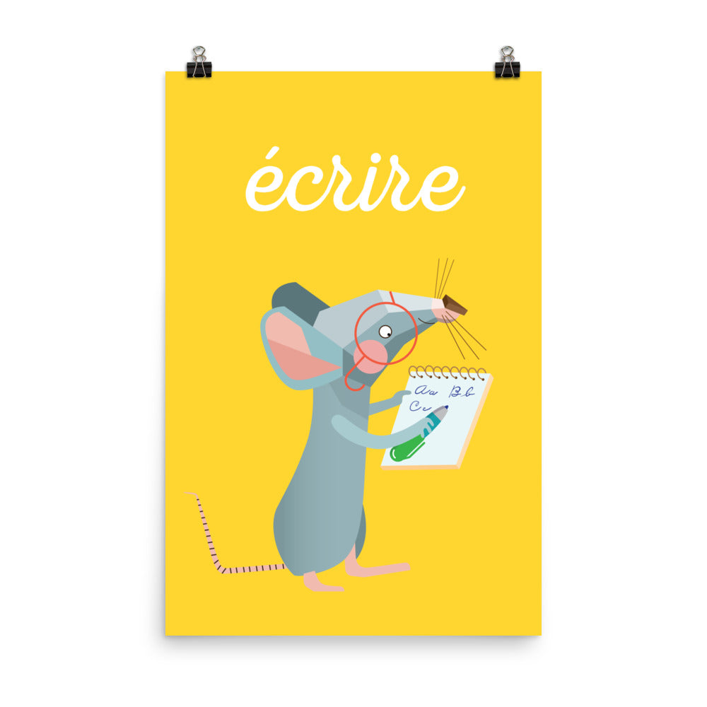 Writing Mouse Art Print - French
