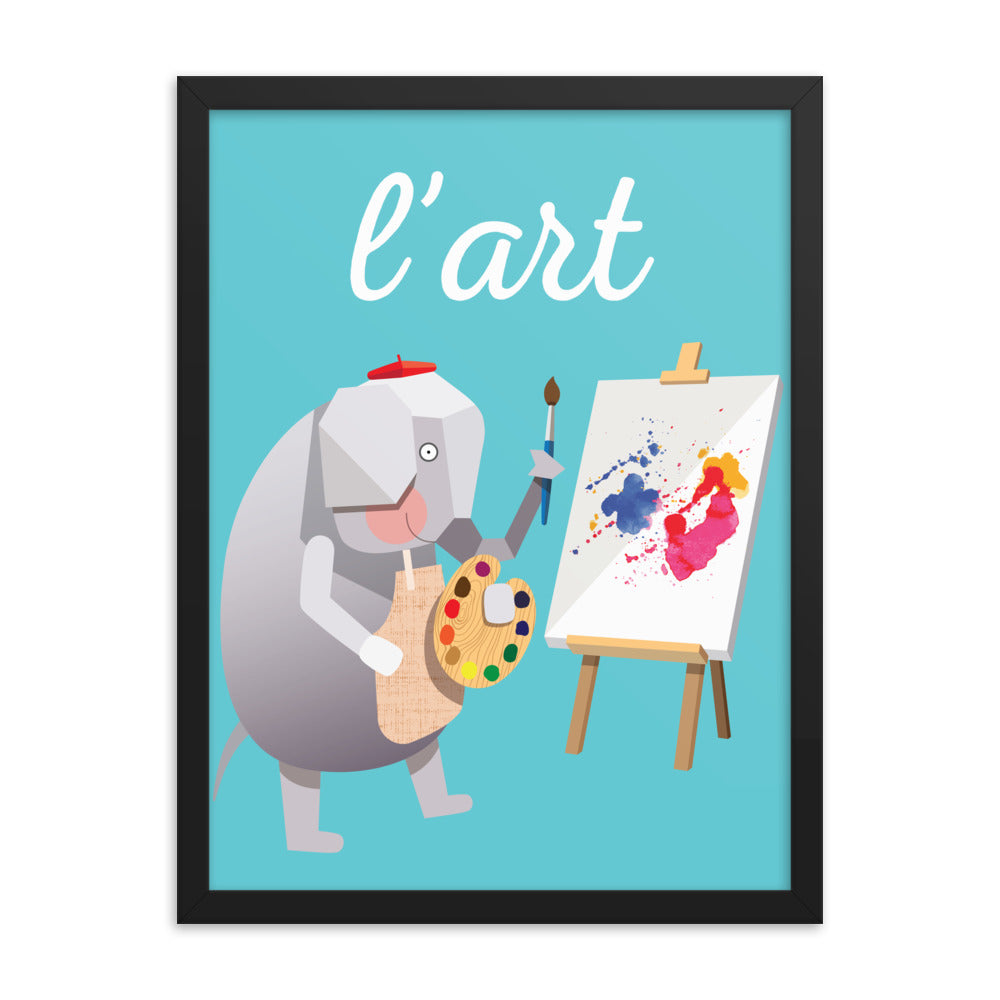 Artful Elephant Framed Art Print- French