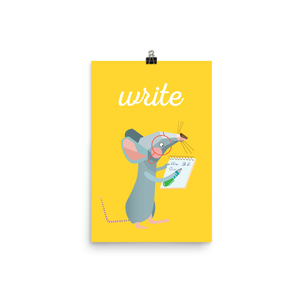 Lámina artística de ratón escritor - Inglés