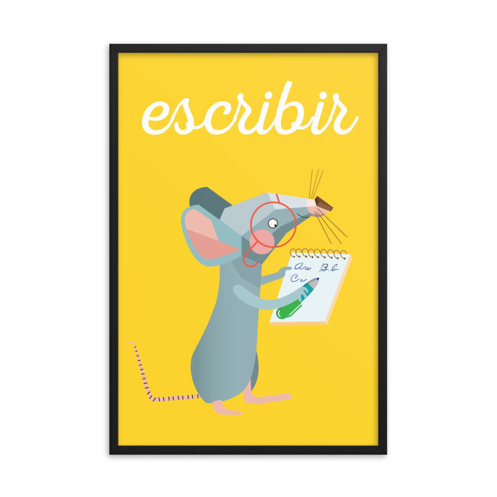 Writing Mouse Framed Art Print - Spanish