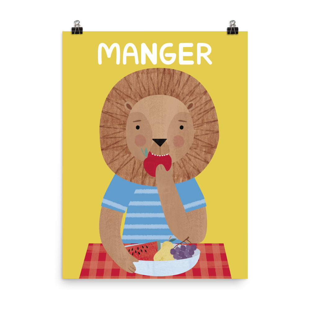 Eating Lion Art Print - French