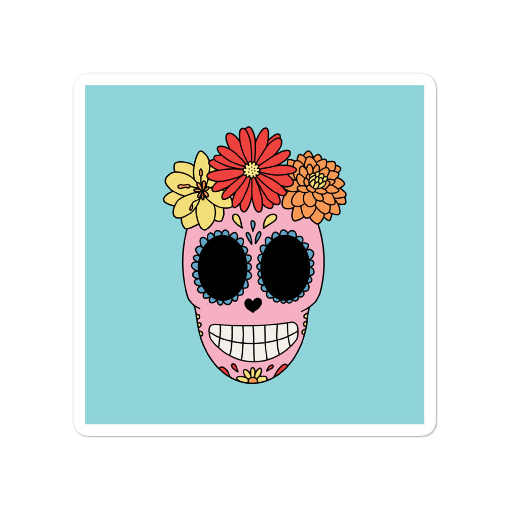 Day of the Dead Skull Sticker (Turquoise)