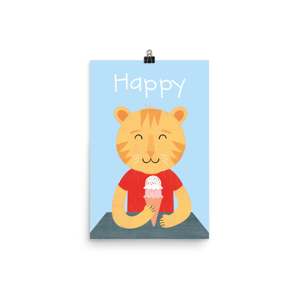 Lámina artística Gato feliz - Inglés