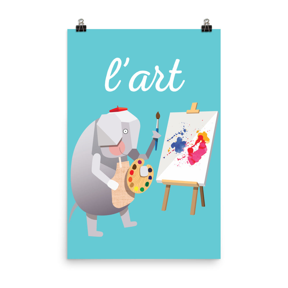 Artful Elephant Art Print - French