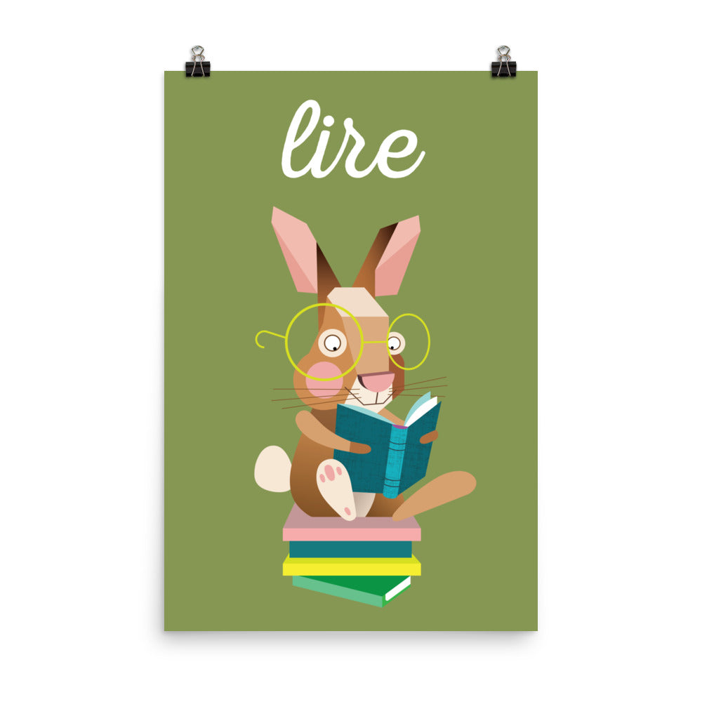 Reading Rabbit Art Print - French