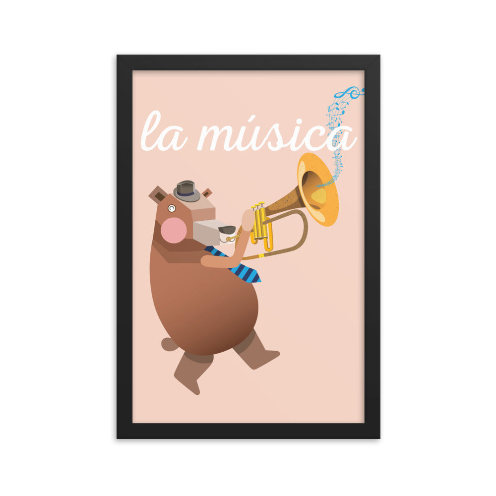 Musical Bear Framed Art Print - Spanish