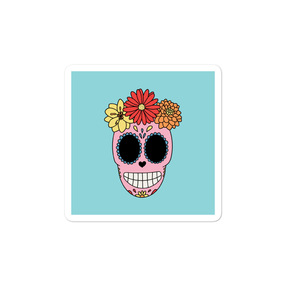 Day of the Dead Skull Sticker (Turquoise)