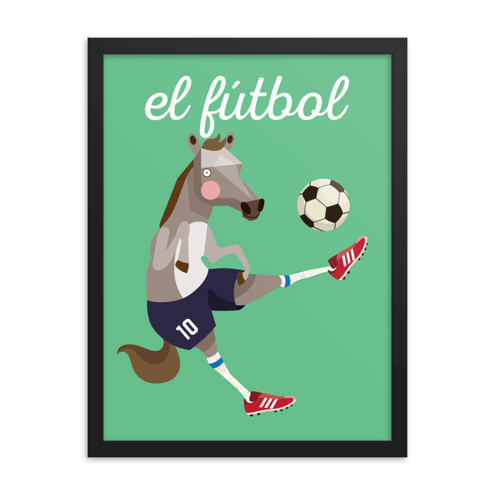Soccer Horse Framed Art Print - Spanish
