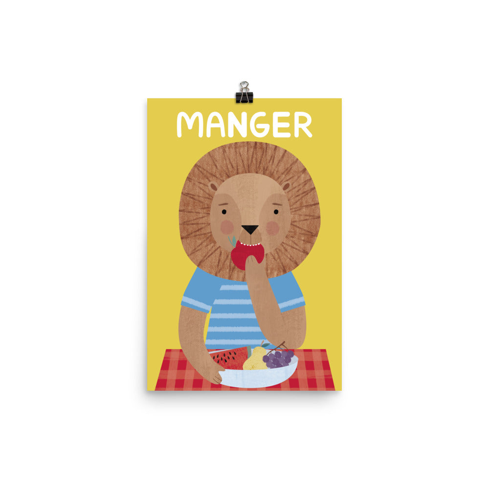 Eating Lion Art Print - French
