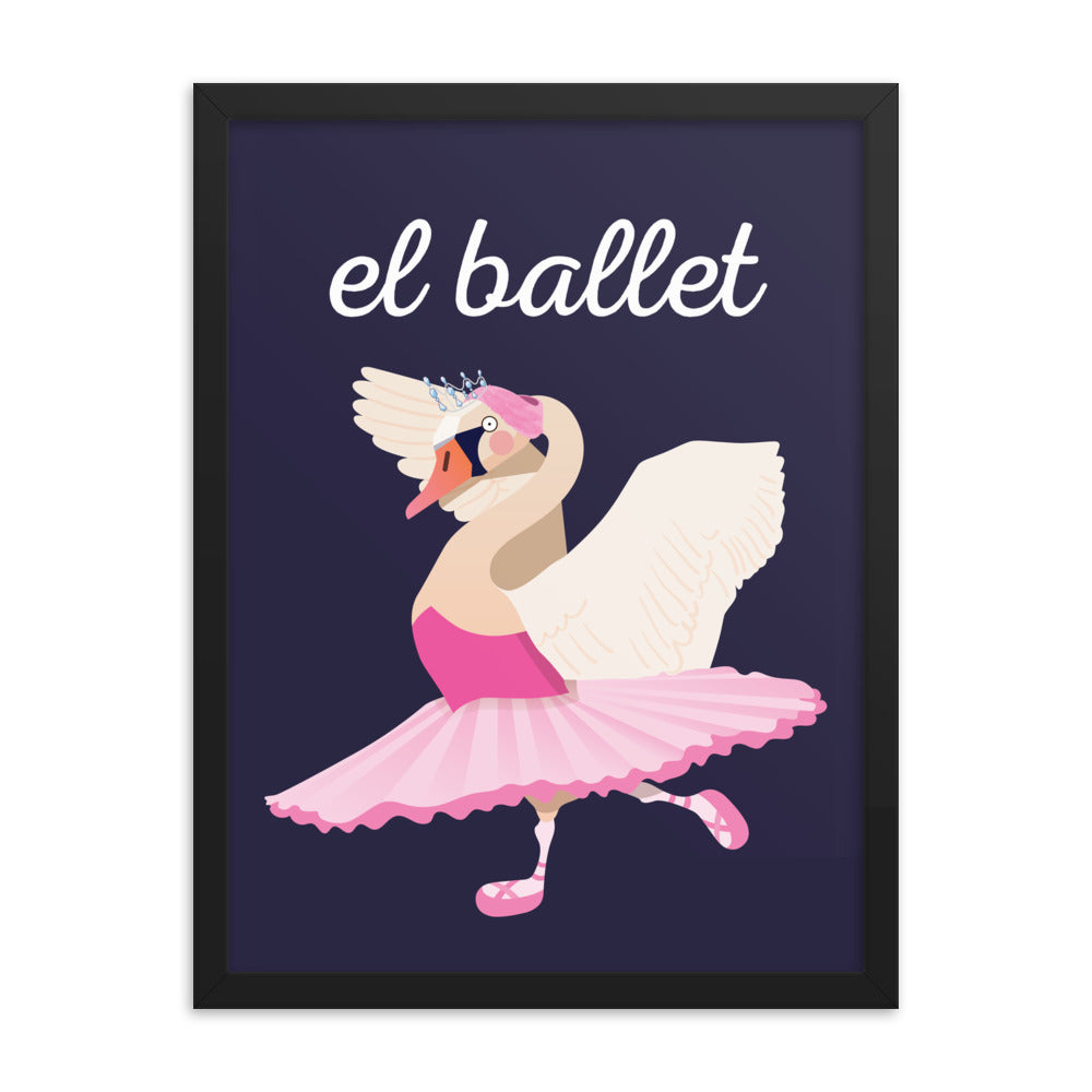 Ballet Swan Framed Art Print - Spanish