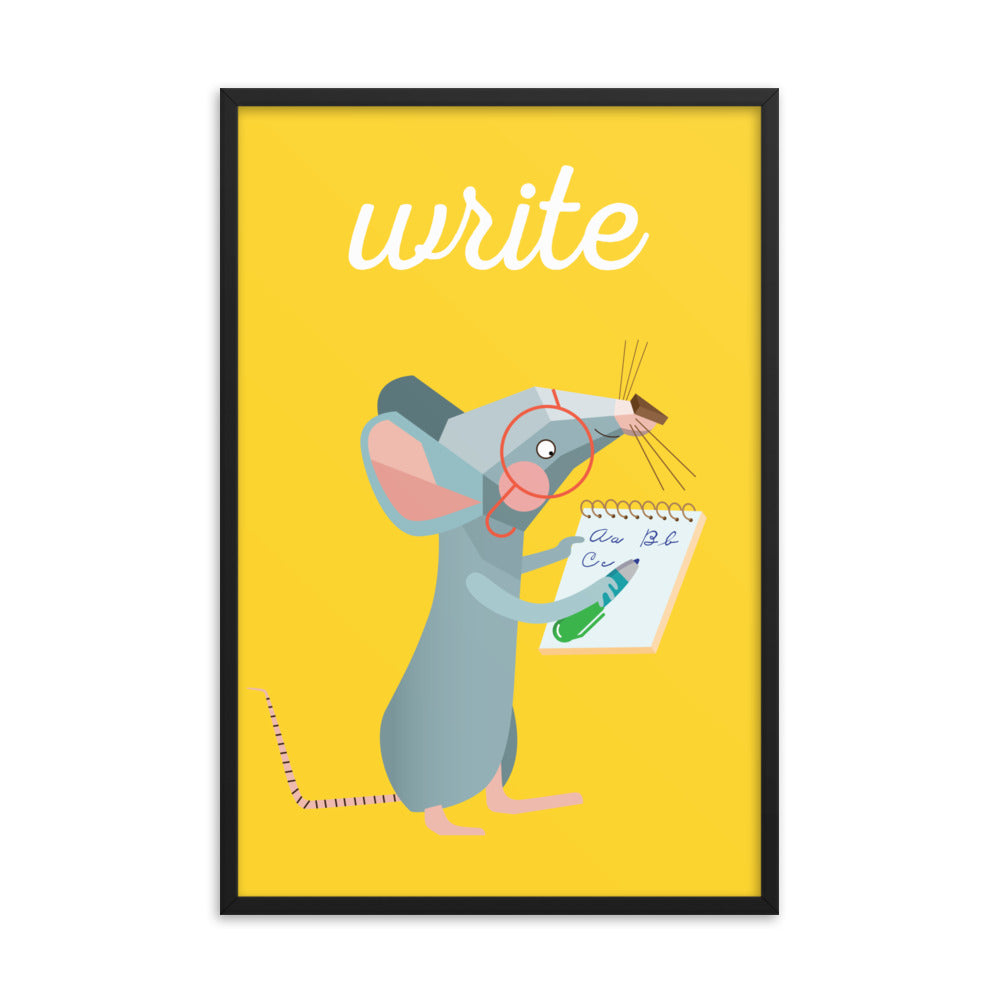 Writing Mouse Framed Art Print - English