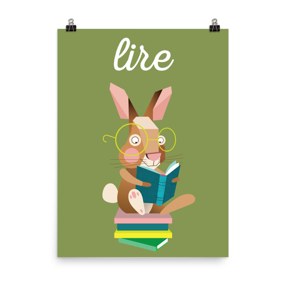 Reading Rabbit Art Print - French