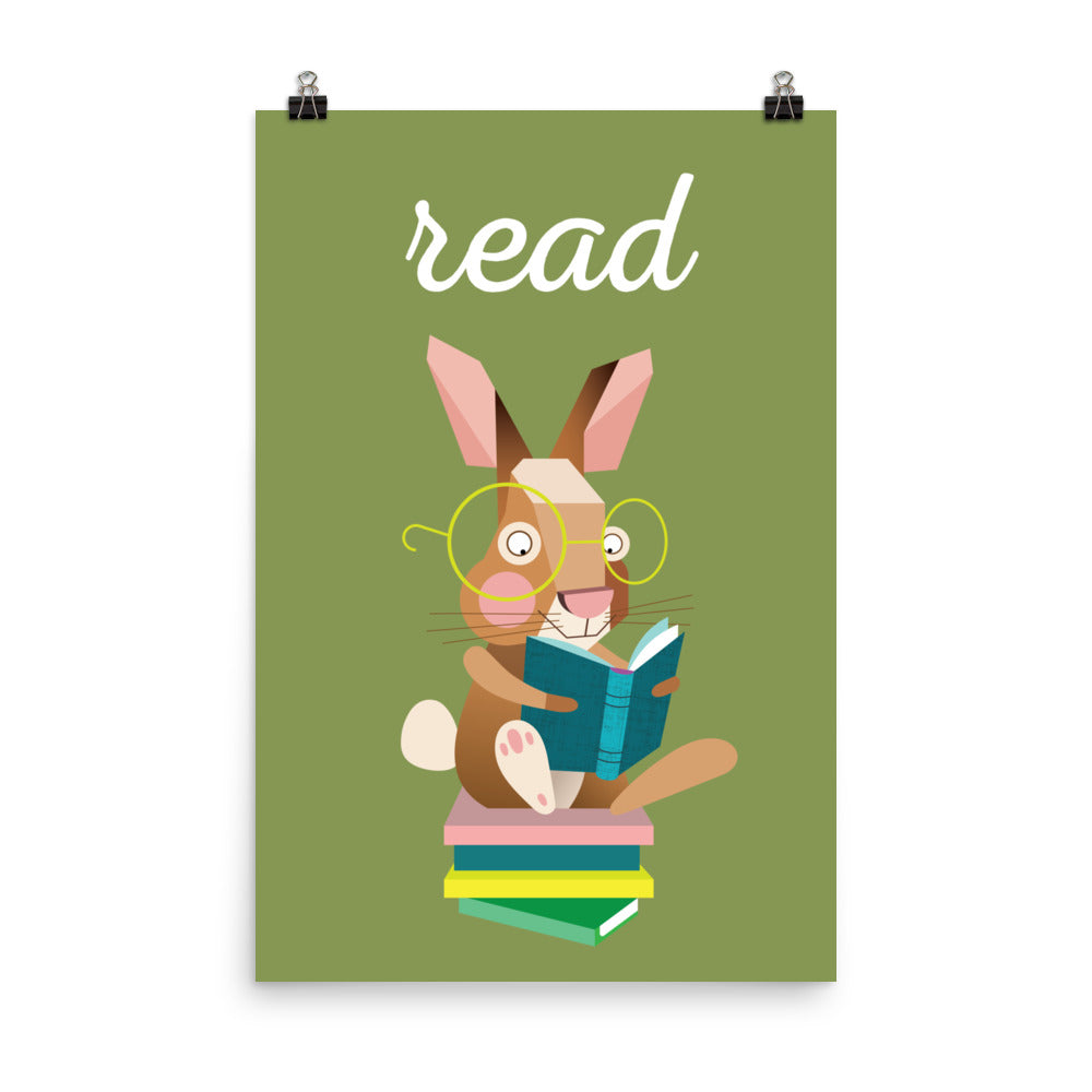 Reading Rabbit Art Print - English