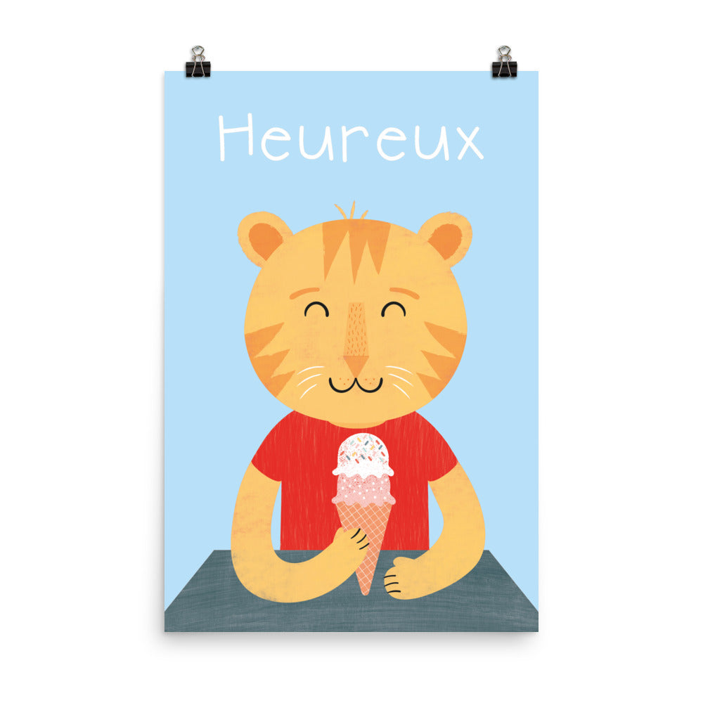 Happy Cat Art Print - French