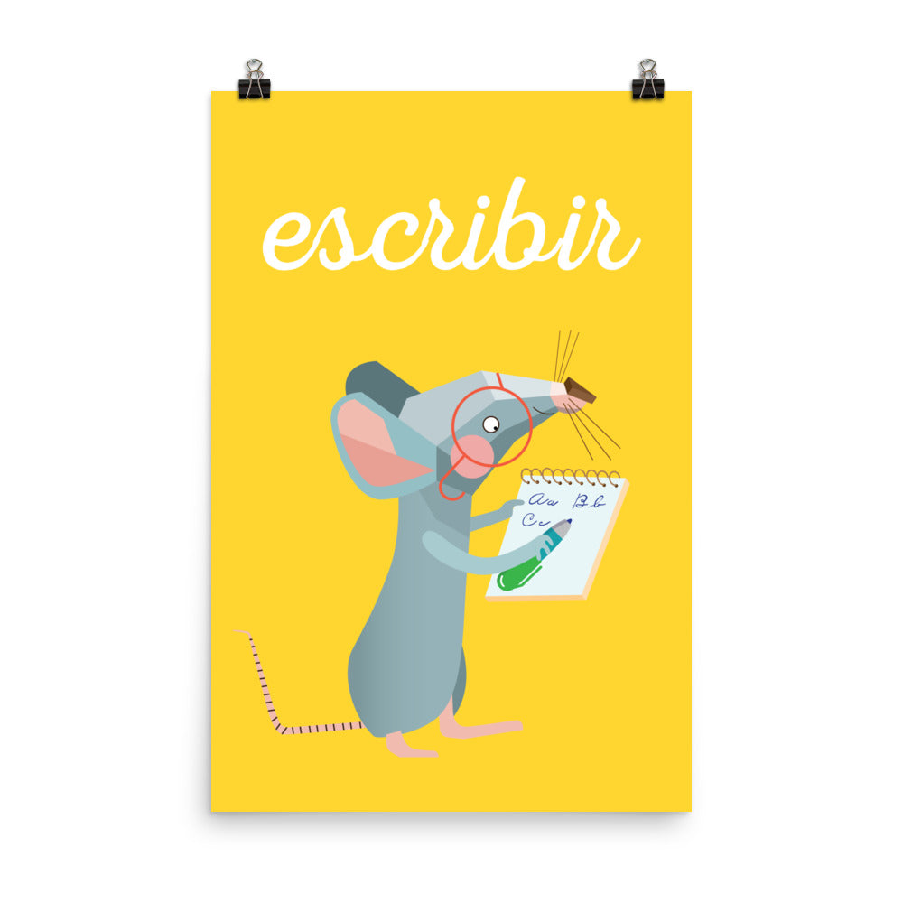 Writing Mouse Art Print - Spanish