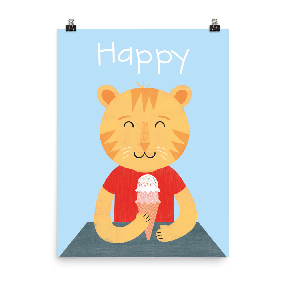 Lámina artística Gato feliz - Inglés