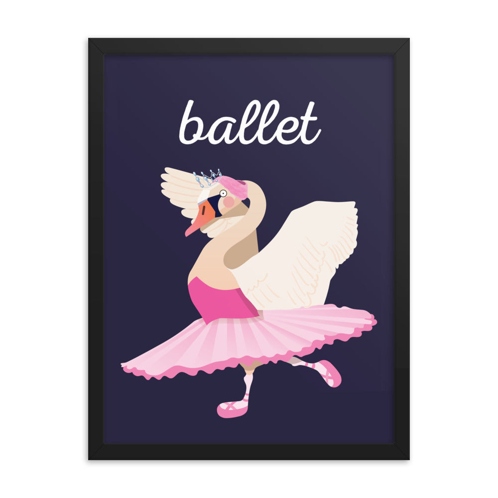 Ballet Swan Framed Art Print - English