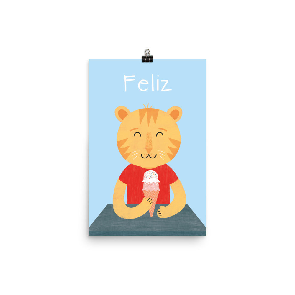 Happy Cat Art Print - Spanish