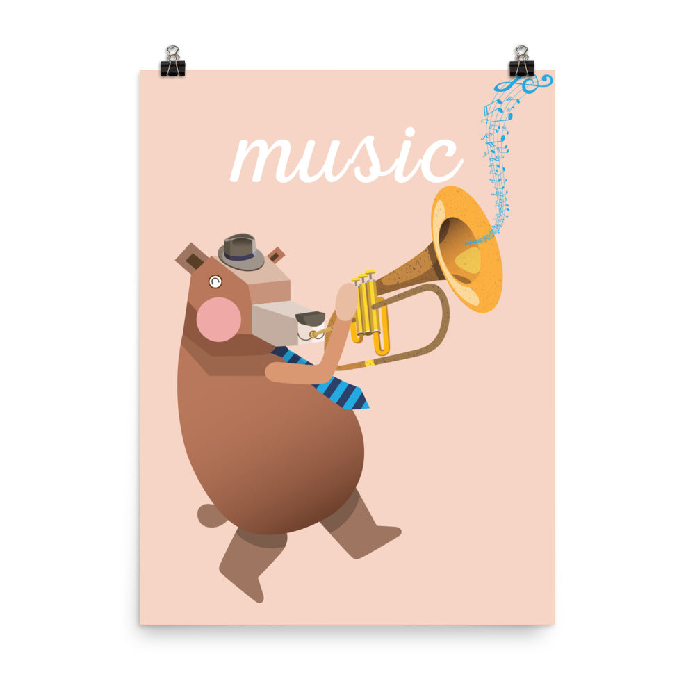 Musical Bear Art Print - English