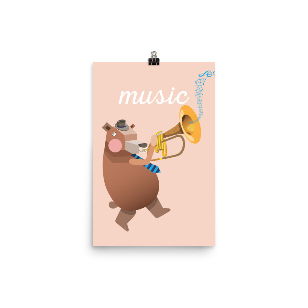 Lámina artística de oso musical - Inglés