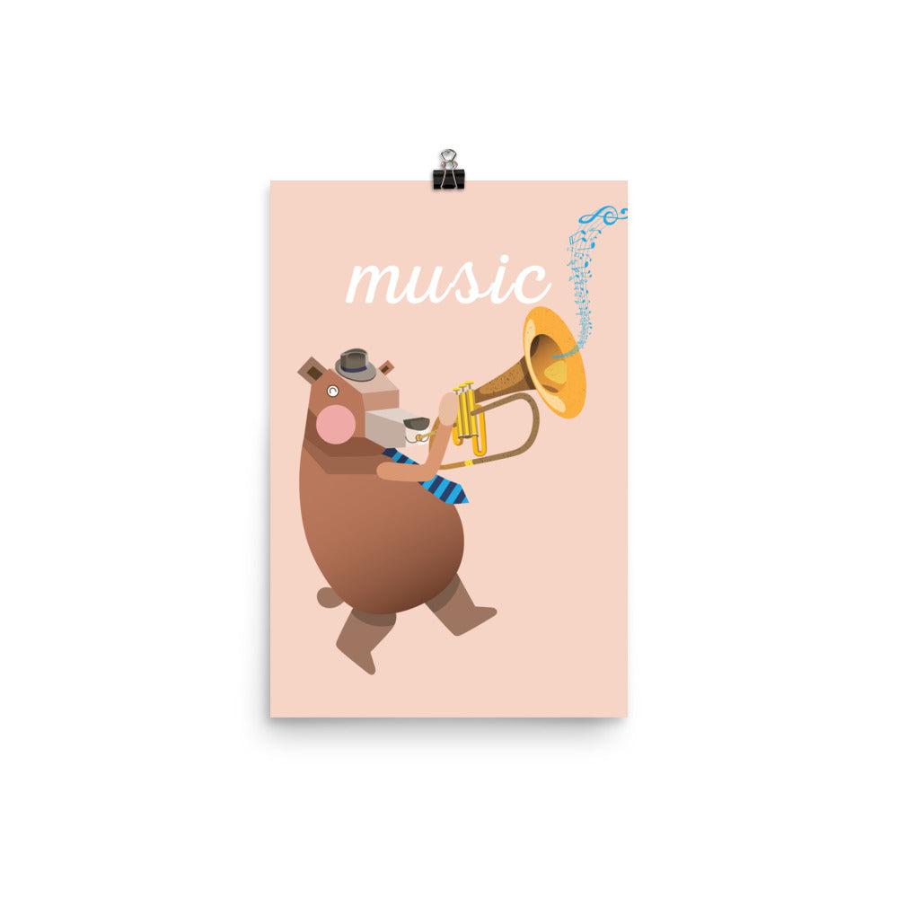 Musical Bear Art Print - English