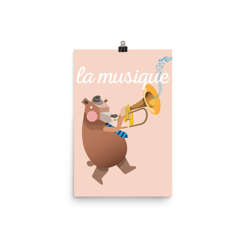 Musical Bear Art Print - French