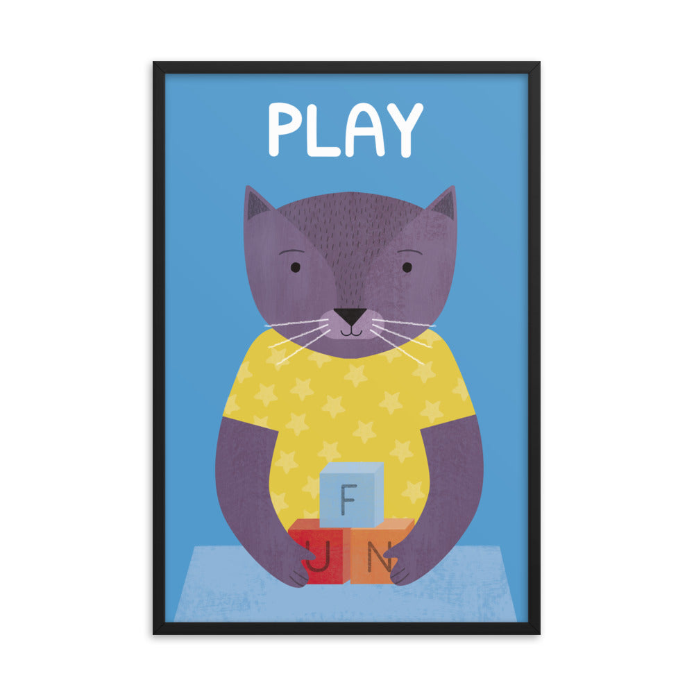 Playful Cat Framed Art Print - English