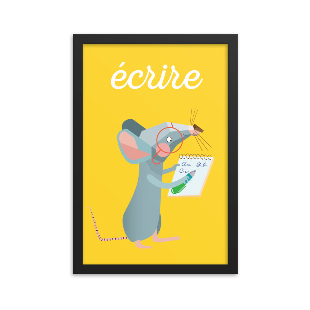 Writing Mouse Framed Art Print - French