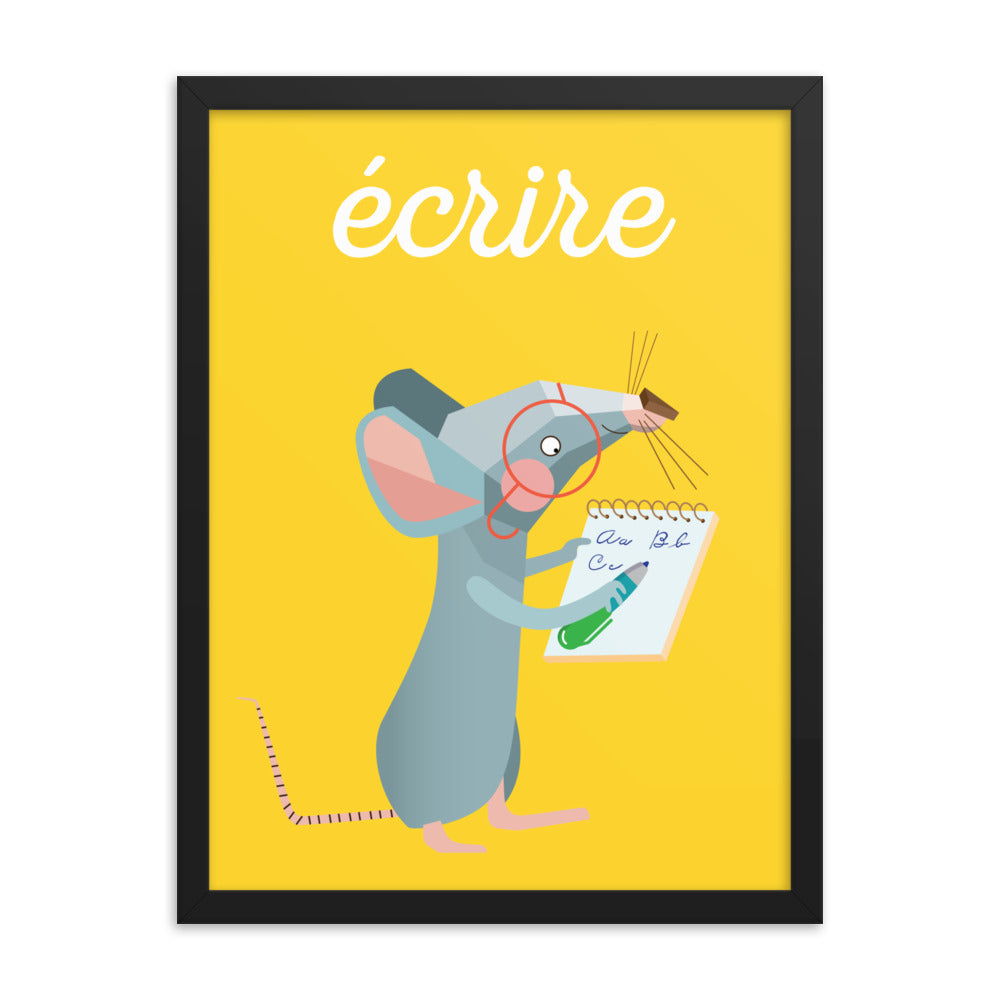 Writing Mouse Framed Art Print - French