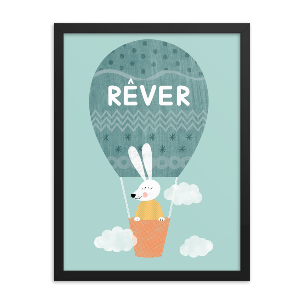 Dreaming Rabbit Framed Art Print - French